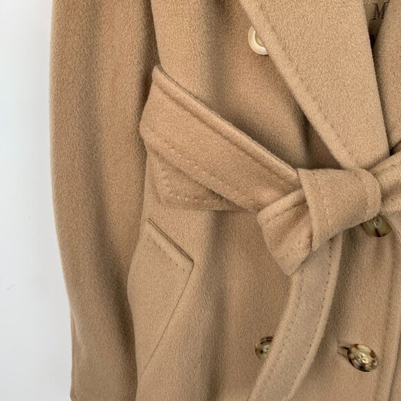 Maxmara 101801 Iconic Brown Wool Double-Breasted Belt Coat With Dust Bag 38 S - Picture 4 of 12